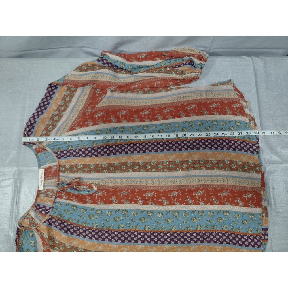 Something About You Peasant Top LG Floral Multicolor Bubble Sleeves - Picture 10 of 10